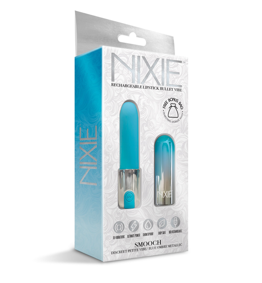 Nixie Smooch - Rechargeable Lipstick Bullet Vibe - Blue