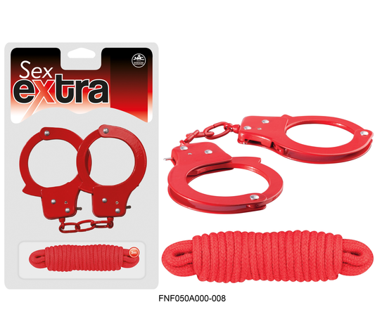 Sex Extra Cuffs & Rope Set - Red