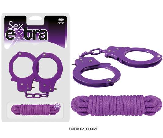 Sex Extra Cuffs & Rope Set - Purple
