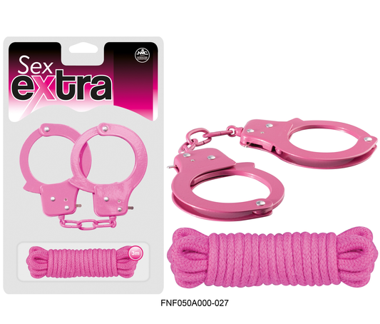 Sex Extra Cuffs & Rope Set - Pink