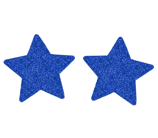 Naughty Girl Stars  Nipple Covers 2 Pack - Blue Glitter