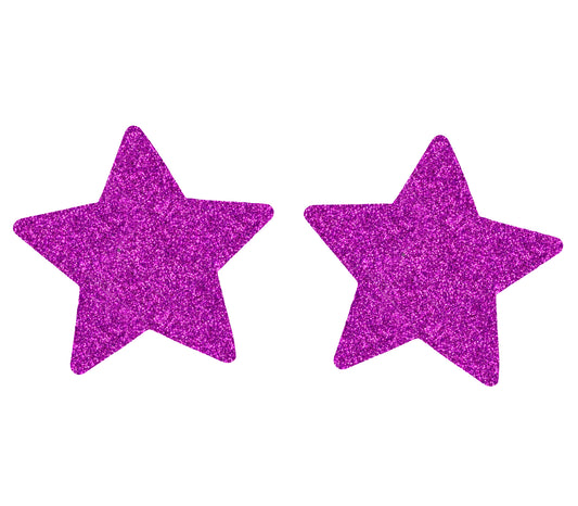 Naughty Girl Stars  Nipple Covers 2 Pack - Purple Glitter