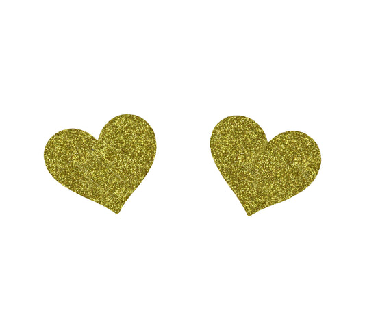 Naughty Girl Hearts Nipple Covers 2 Pack - Gold Glitter