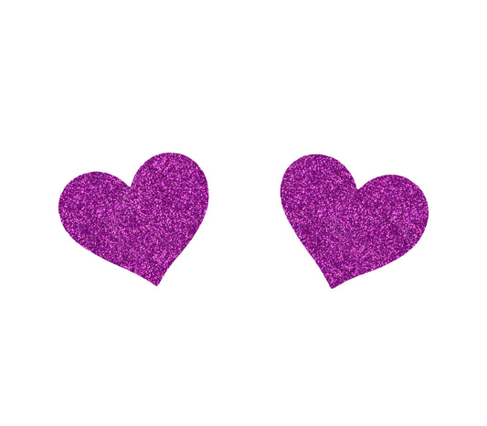 Naughty Girl Hearts Nipple Covers 2 Pack - Purple Glitter