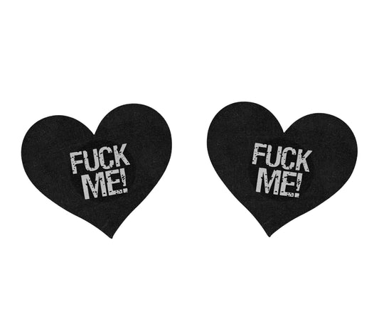 F*ck Me Hearts Nipple Covers 2 Pack - Black
