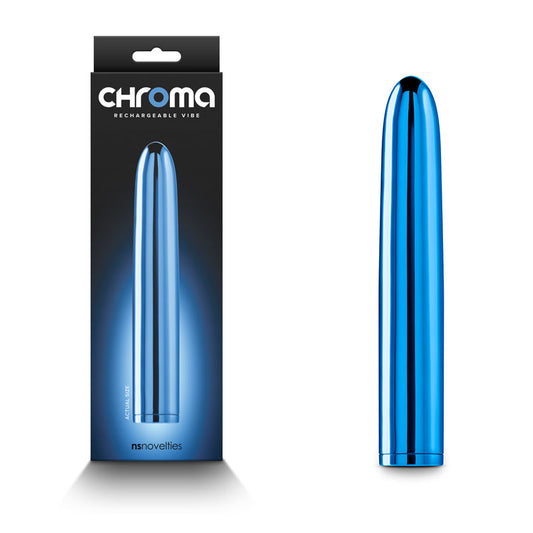 Chroma Metallic Rechargeable 7inch Vibe - Blue