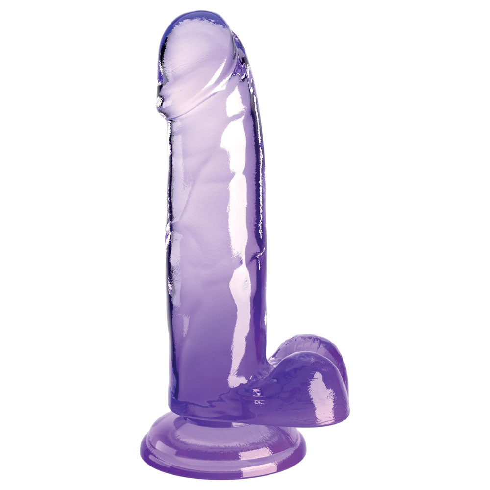King Cock Clear  7 Inch Dildo With Balls - Purple