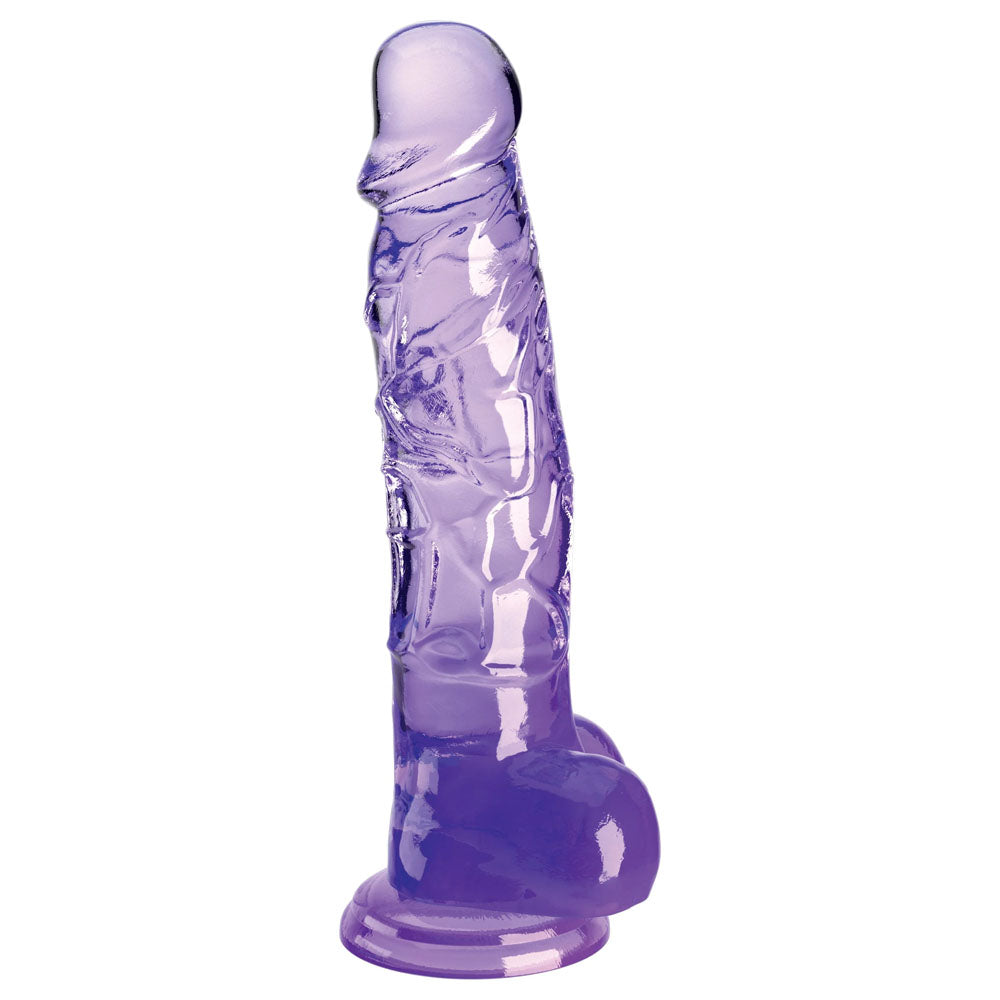 King Cock Clear 8Inch Dildo With Balls - Purple
