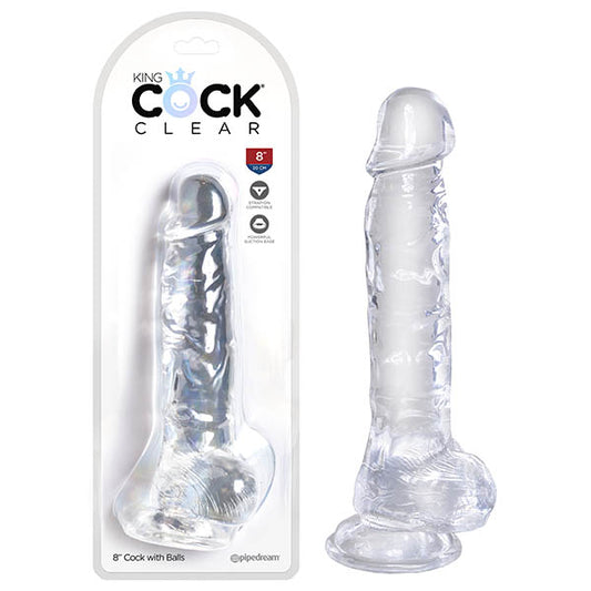 King Cock Clear 8Inch Dildo With Balls - Clear