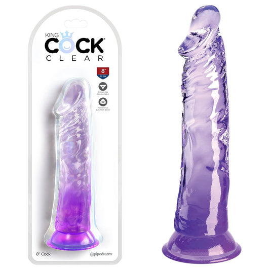 King Cock Clear 8 inch Dildo - Purple