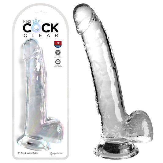 King Cock Clear 9 Inch Dildo With Balls - Clear