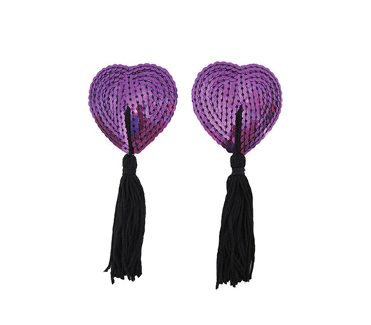 Kitty's Heart Sequin Nipple Tassels 2 Pack  - Purple