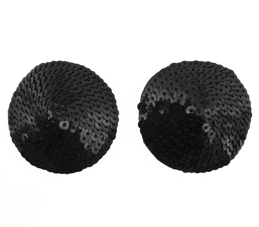 Evette Sequin Nipple Covers 2 Pack  - Black
