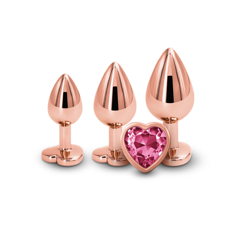 Rear Assets Metal Anal Trainer Kit - Rose Gold Hearts