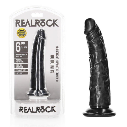 Realrock Realistic Slim Dildo 15.5cm - Black