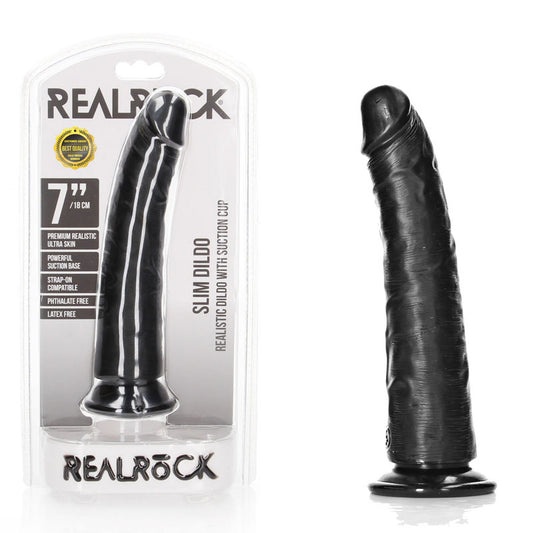 Realrock Realistic Slim Dildo 20.5cm - Black