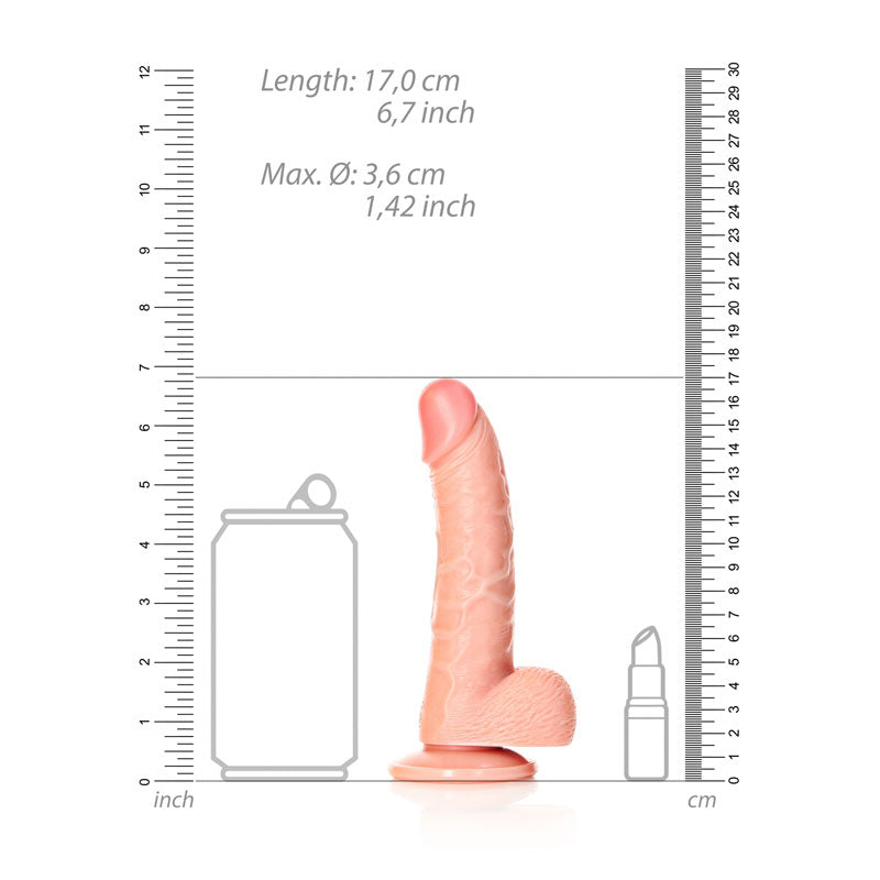 Realrock Realistic Curved Dildo With Balls 15.5cm - Flesh