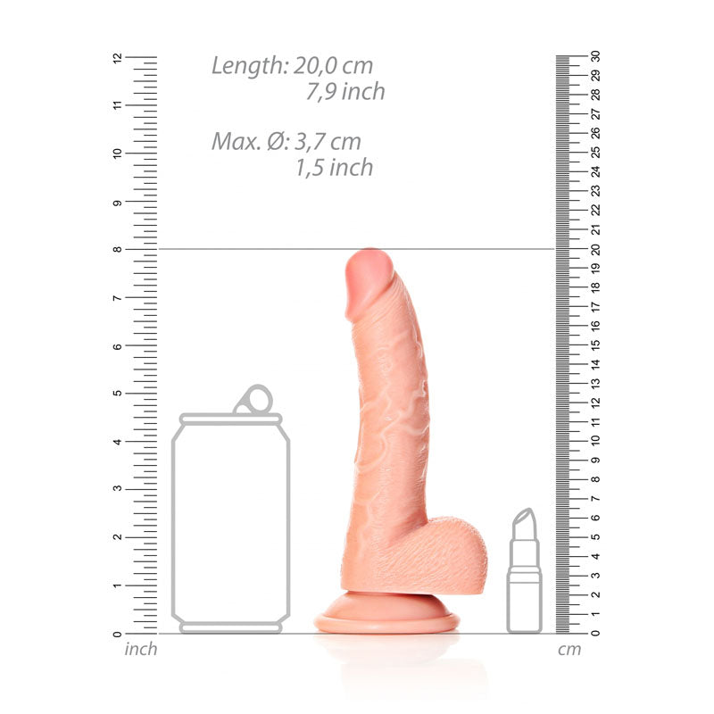 Realrock Realistic Curved Dildo With Balls 18cm - Flesh