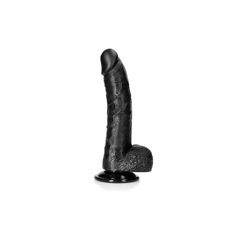 Realrock Realistic Curved Dildo With Balls 20.5cm - Black