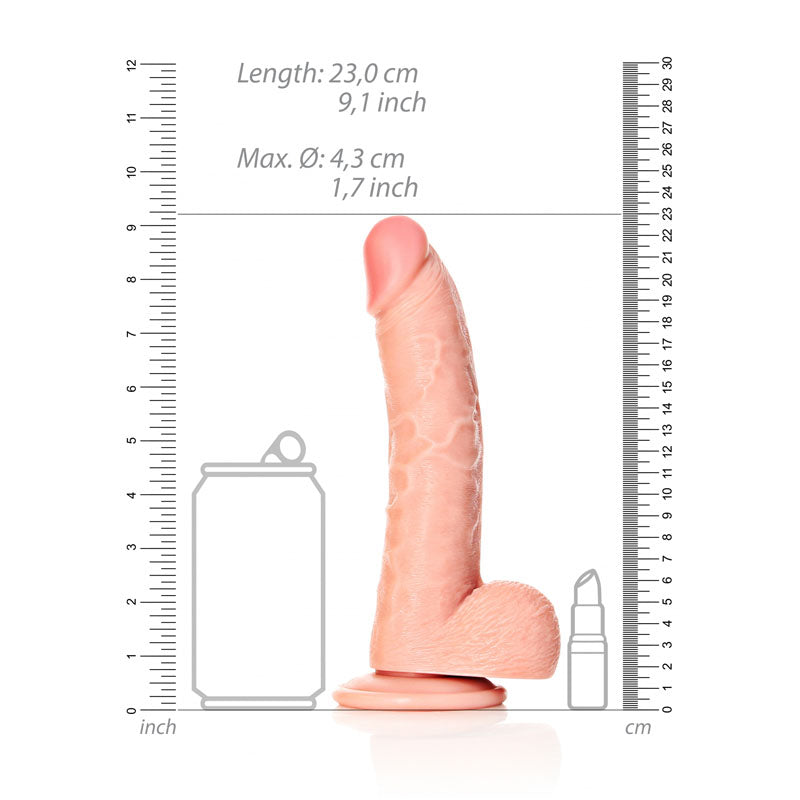 Realrock Realistic Curved Dildo With Balls 20.5cm - Flesh