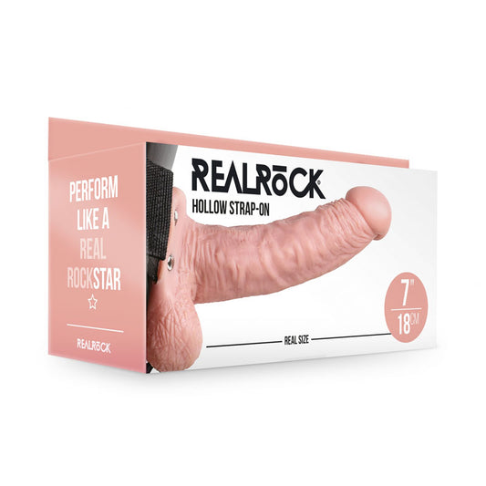 Realrock Realistic Hollow Strap On With Balls 18cm - Flesh