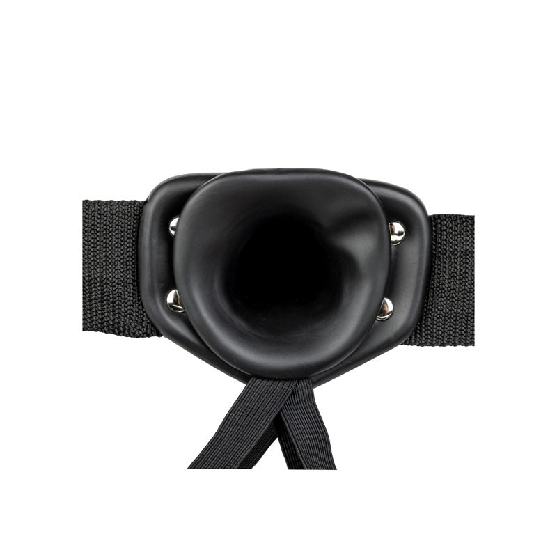 Realrock Realistic Vibrating Hollow Strap On 15.5cm - Black