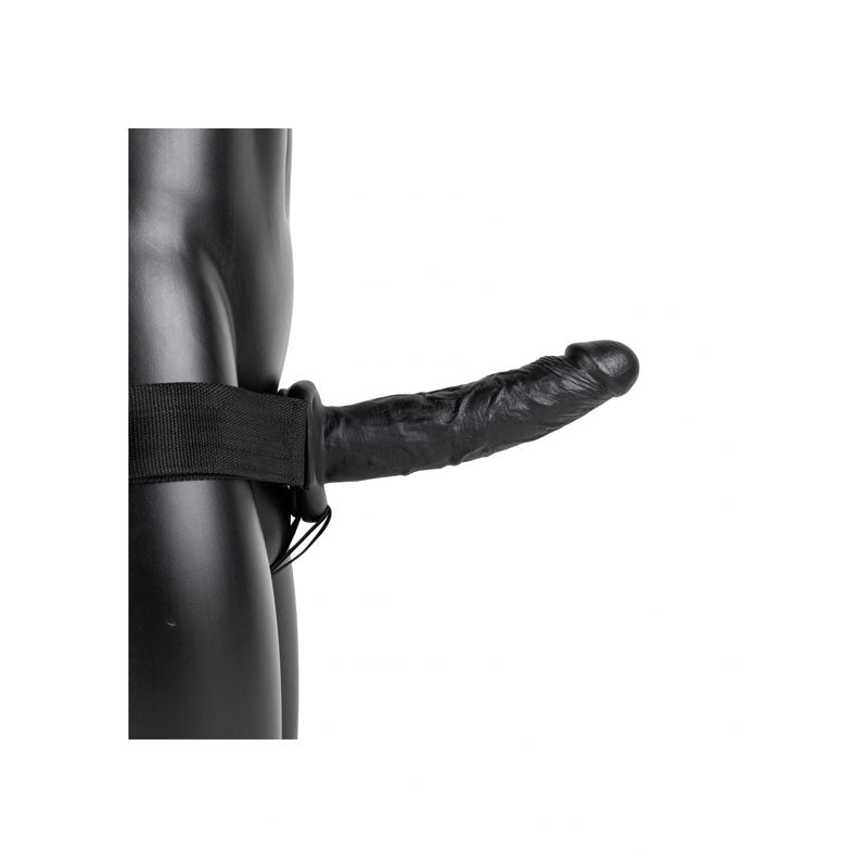 Realrock Realistic Vibrating Hollow Strap On 20.5cm - Black