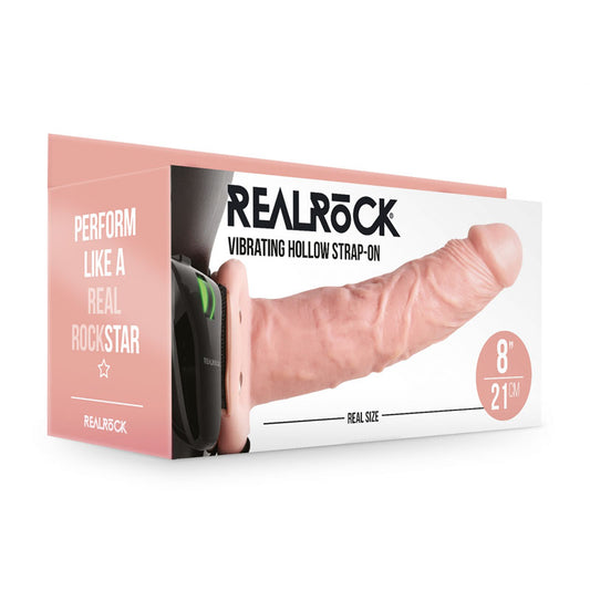 Realrock Realistic Vibrating Hollow Strap On 20.5cm - Flesh