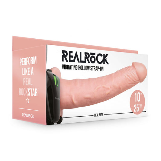 Realrock Realistic Vibrating Hollow Strap On 24.5cm - Flesh